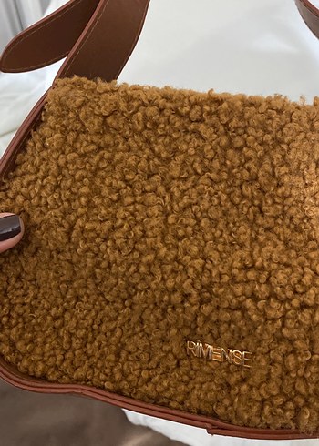 Mango Kahverengi Kürklü Süet Kadın Omuz Çantası