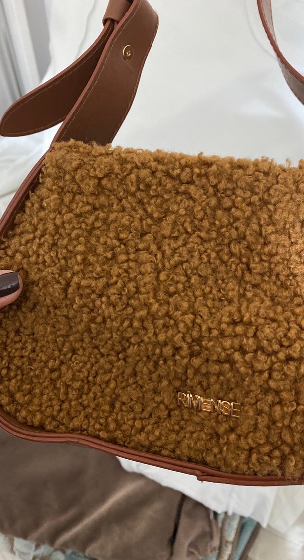 Kahverengi Kürklü Süet Kadın Omuz Çantası - Görsel 2