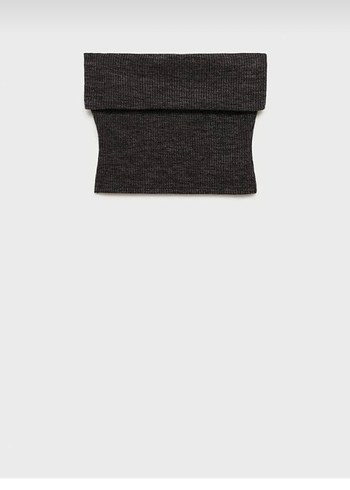 Mango gri kırçıllı straplez bluz ve ceketi - Görsel 2