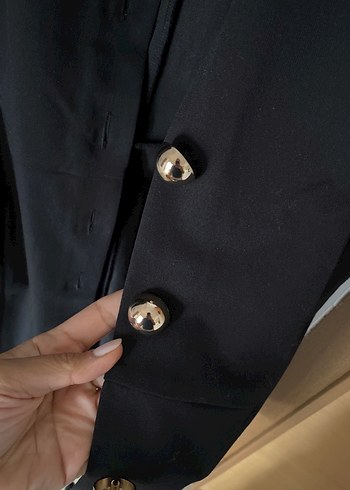 H&m Düğmeli Siyah Midi Elbise - Görsel 2