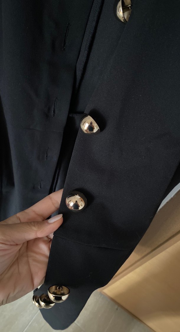 H&m Düğmeli Siyah Midi Elbise - Görsel 2