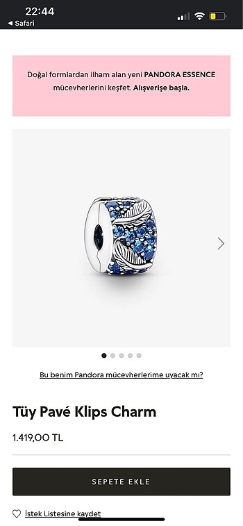 Pandora charm orijinal fiş ile gönderim