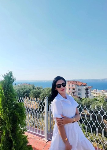s Beden beyaz Renk Kadın Beyaz kısa kollu Yakalı Elbise