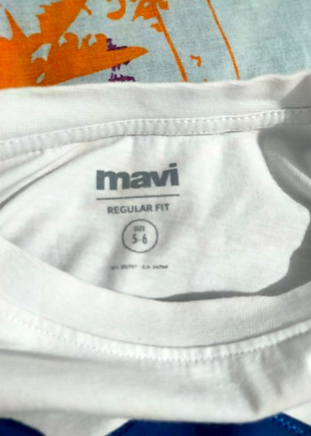 Mavi Beyaz Baskılı Çocuk Kısa Kollu Tişört