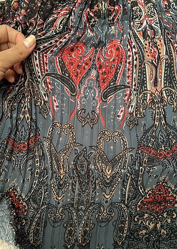 Pilelii Çok Renkli Mini şifon astarlı Etek - Görsel 6