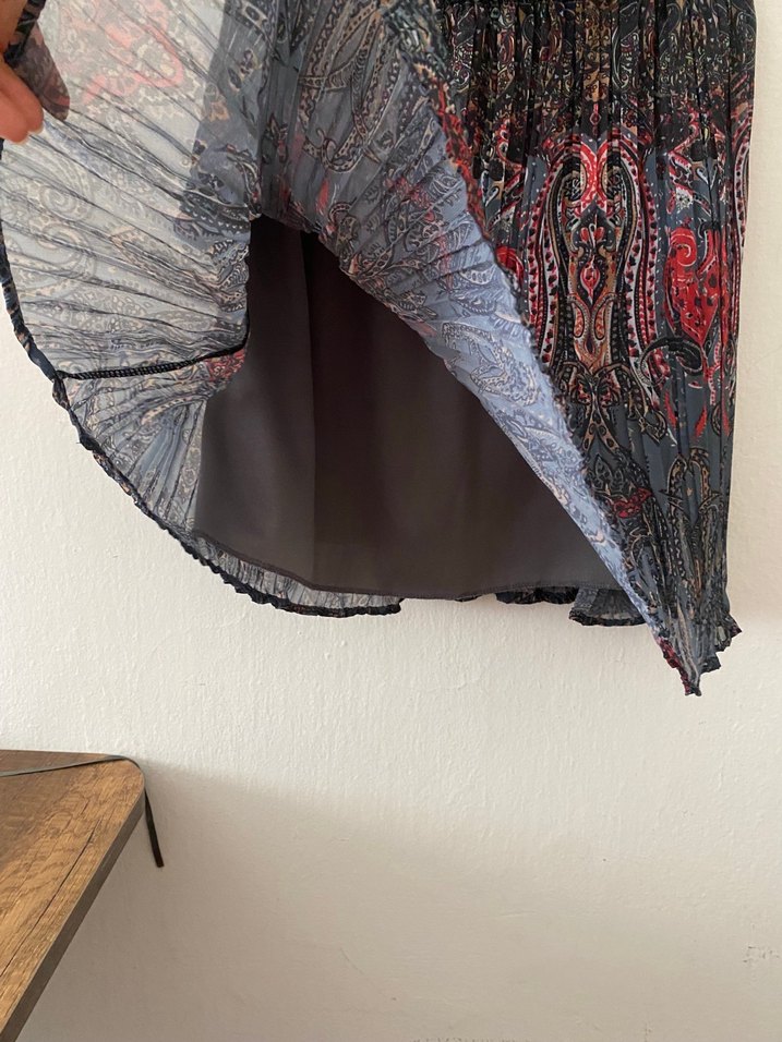 Pilelii Çok Renkli Mini şifon astarlı Etek - Görsel 3