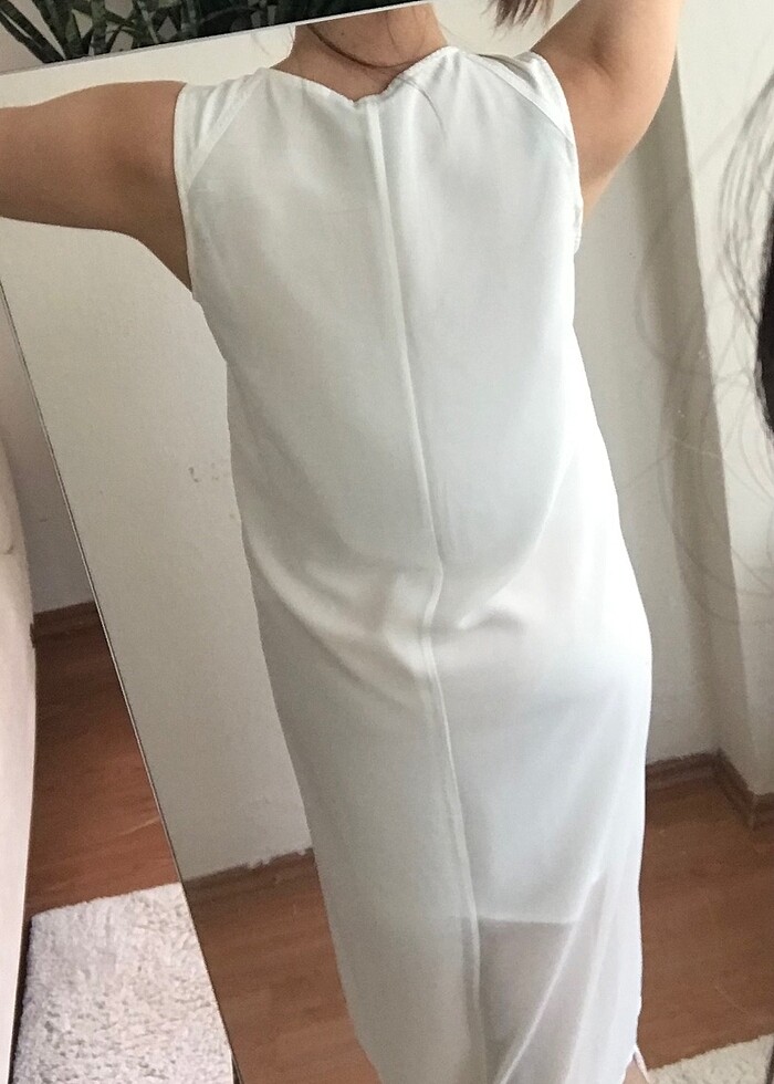 H&M Beyaz Şifon Elbise - Görsel 3
