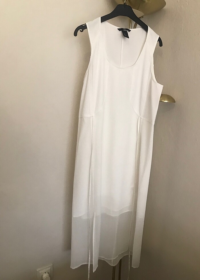 H&M Beyaz Şifon Elbise - Görsel 4