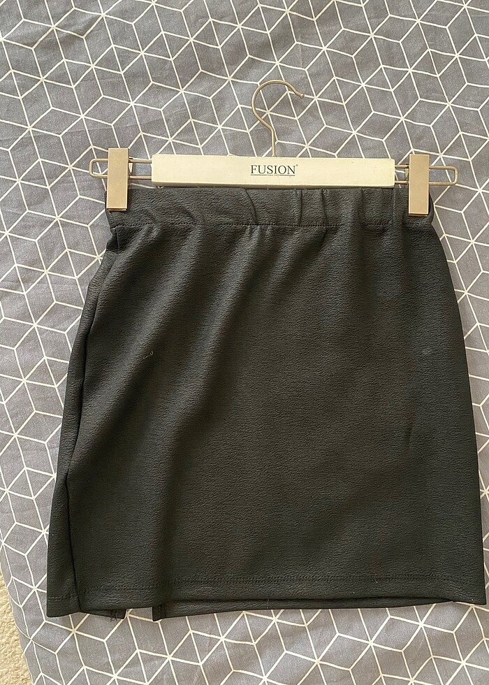 Likralı Deri görünümlü mini etek - Görsel 3