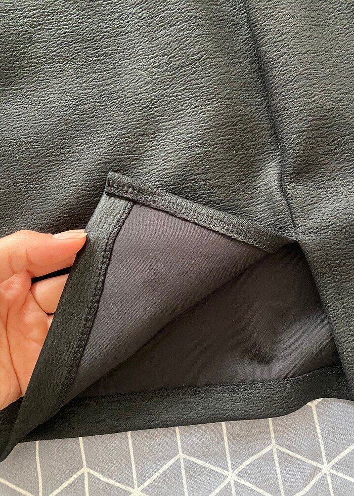 Likralı Deri görünümlü mini etek - Görsel 2