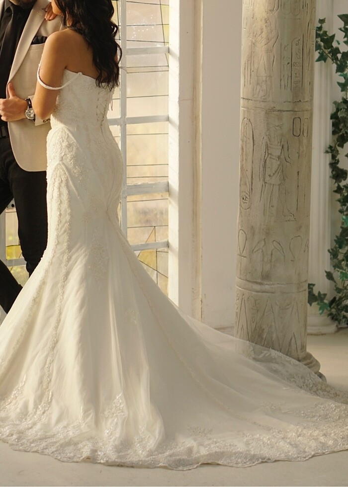 İnce askılı balık gelinlik - Görsel 5