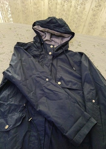 Düğmeli fermuarli Lacivert Midi Street Wear Kadın Ceket - Görsel 2