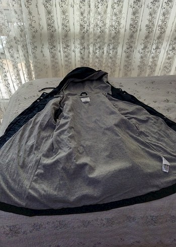 Düğmeli fermuarli Lacivert Midi Street Wear Kadın Ceket - Görsel 4