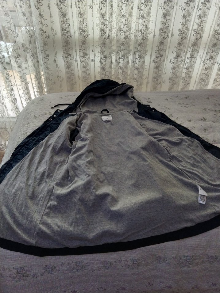 Düğmeli fermuarli Lacivert Midi Street Wear Kadın Ceket - Görsel 4