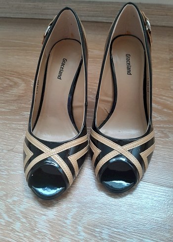 Bej Siyah Zebra Desenli Tokalı Stiletto - Görsel 3