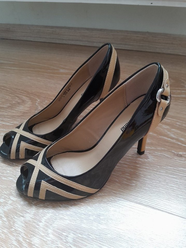 Bej Siyah Zebra Desenli Tokalı Stiletto - Görsel 5