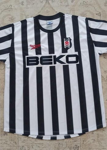 2000-2001 Rahim Zafer Orijinal Beşiktaş Çubuklu Maç Forma Reebok - Görsel 3