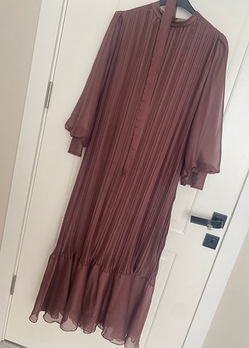 Bordo Uzun Pilili Kadın Elbise
