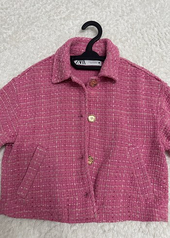 xs Beden Düğmeli Pembe Kısa Kadın tüvit ceket