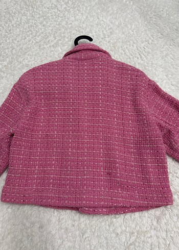 Zara Düğmeli Pembe Kısa Kadın tüvit ceket