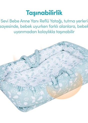  Beden Anne yanı reflu yatağı , yastığı , portbebe.