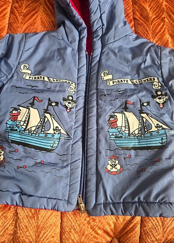 Renkli Baskılı Kapüşonlu Erkek Çocuk Mont - Görsel 3