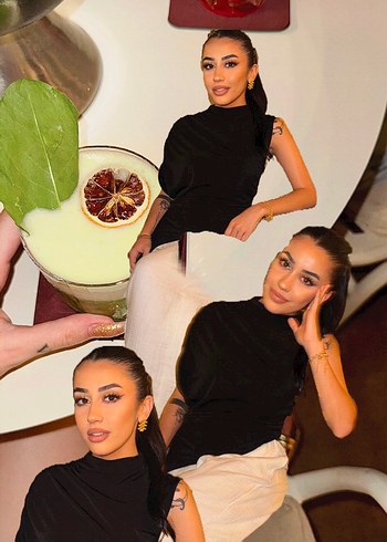 Drapeli Siyah Yüksek Yakalı Kolsuz Bluz - Görsel 2