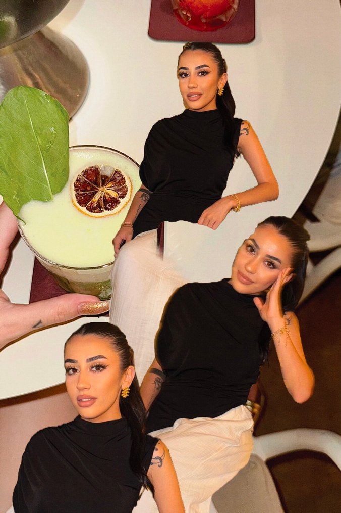 Drapeli Siyah Yüksek Yakalı Kolsuz Bluz - Görsel 2