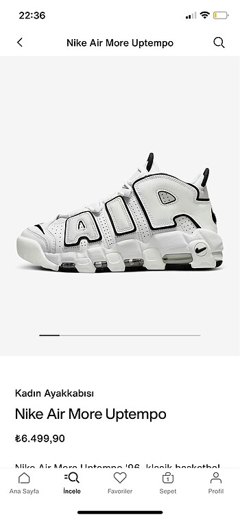 NIKE AIR MORE UPTEMPO 38 NUMARA ORJINAL 5 Nike Kadin Spor Ayakka