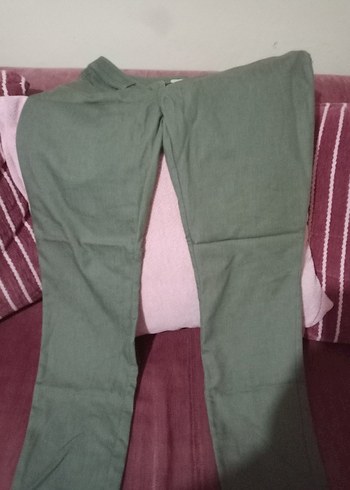 Düğmeli Kadın Keten Pantolon - Görsel 3