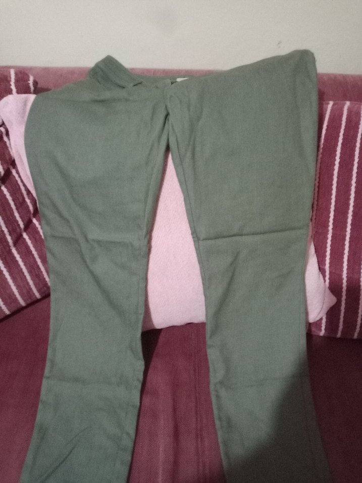 Düğmeli Kadın Keten Pantolon - Görsel 3