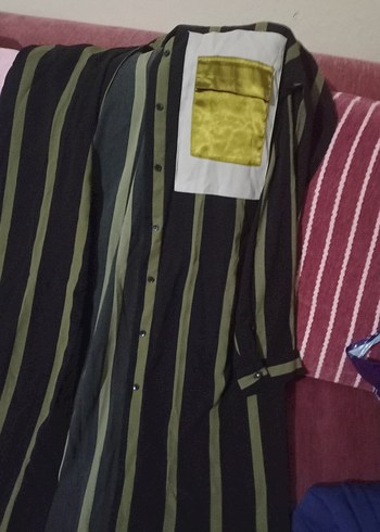 Çizgili Uzun Kadın Gömlek - Görsel 2