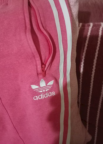 Pembe Adidas Fermuarlı Kadın Eşofman Altı - Görsel 2