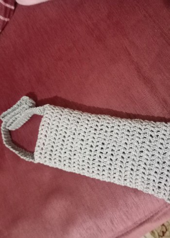 Gri Örgü Kadın Çapraz Çanta el örgüsü makrome iple örüldü yeni - Görsel 3