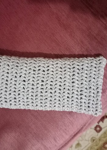 Gri Örgü Kadın Çapraz Çanta el örgüsü makrome iple örüldü yeni - Görsel 2