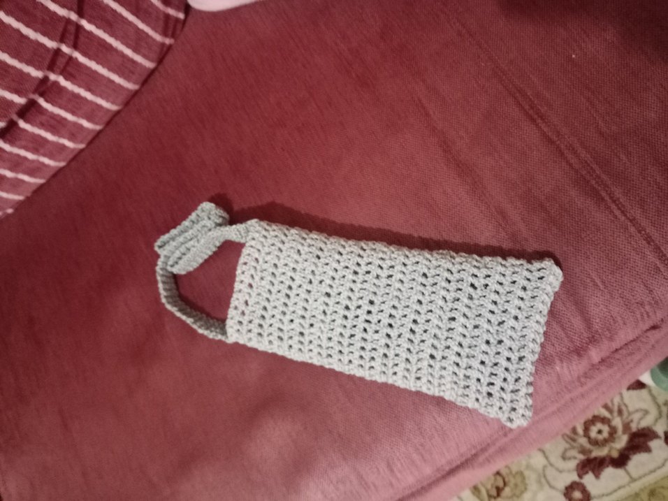 Gri Örgü Kadın Çapraz Çanta el örgüsü makrome iple örüldü yeni - Görsel 3