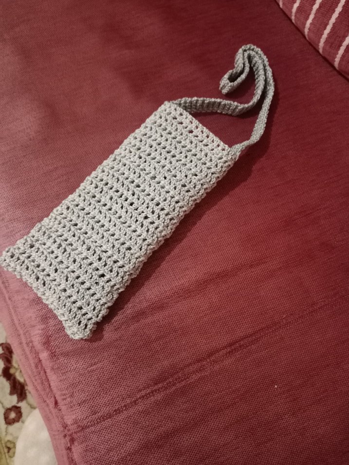 Gri Örgü Kadın Çapraz Çanta el örgüsü makrome iple örüldü yeni - Görsel 4