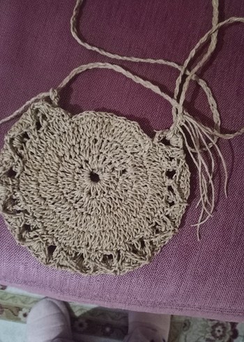 Bej Örgü Bohem Kadın Çapraz Çanta - Görsel 6