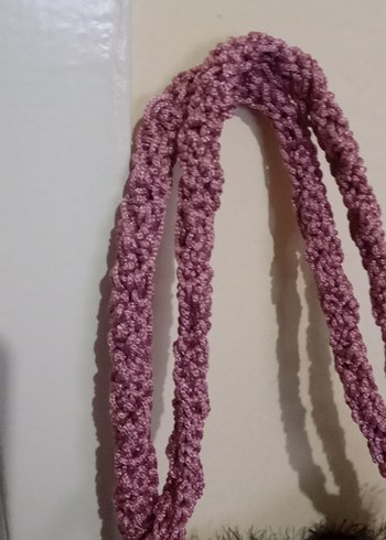 Bordo Bağcıklı Kürklü Örgü Kadın Çanta bulmaca çanta - Görsel 7