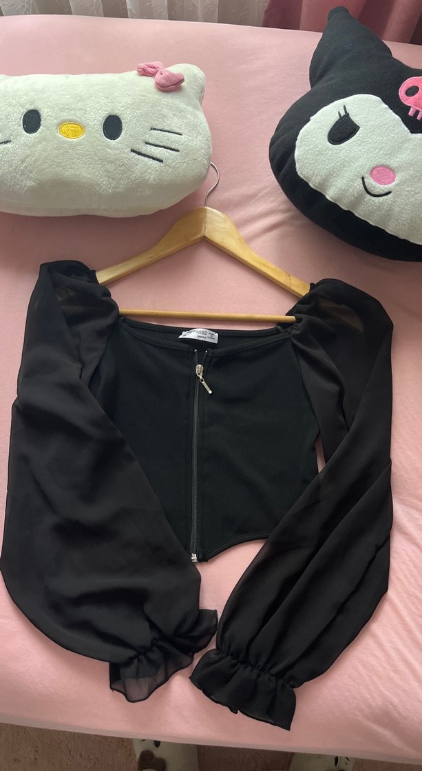 Kadın Siyah Gotik Tüllü korse TARZI croptop yk2  - Görsel 2