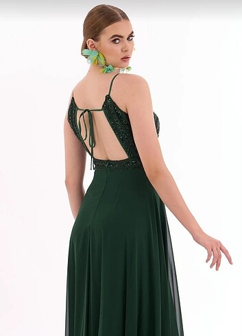 Yeşil abiye elbise  - Görsel 5