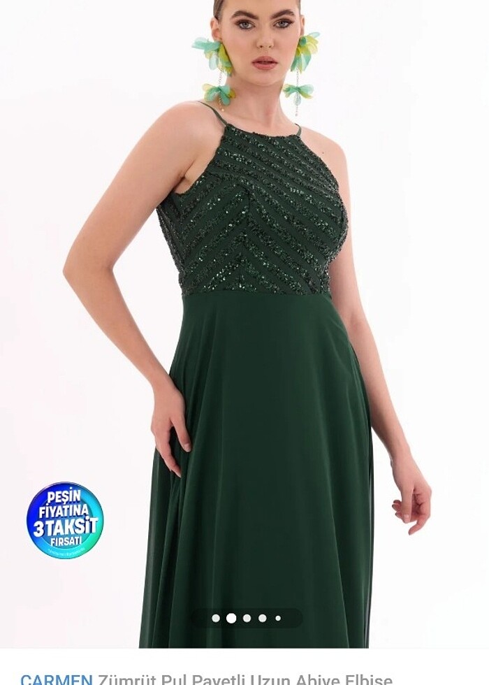 Yeşil abiye elbise  - Görsel 3