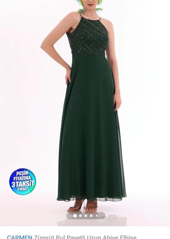 Yeşil abiye elbise  - Görsel 4