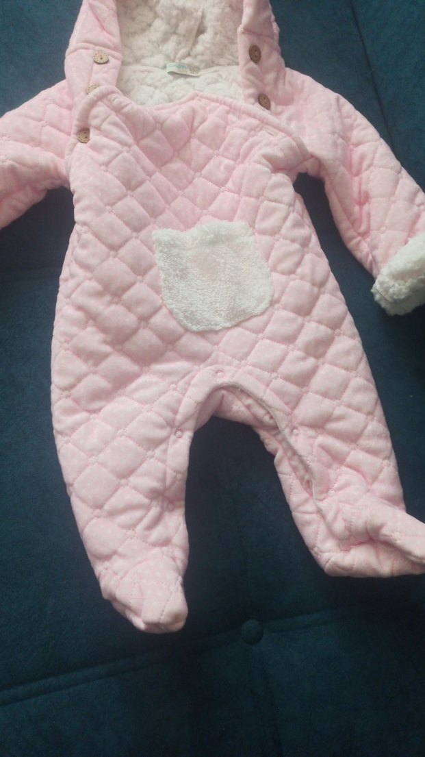 Düğmeli Kapüşonlu Pembe Bebek Tulumu - Görsel 3