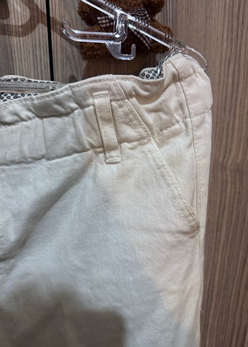 m Beden Düğmeli Beyaz Keten jogger Kadın Pantolon m beden