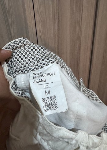 m Beden beyaz Renk Düğmeli Beyaz Keten jogger Kadın Pantolon m beden