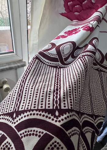 BABAANNE PERDESİ VİNTAGE KOLEKSİYONLUK Bordo Nakışlı Bohem Perde - Görsel 3