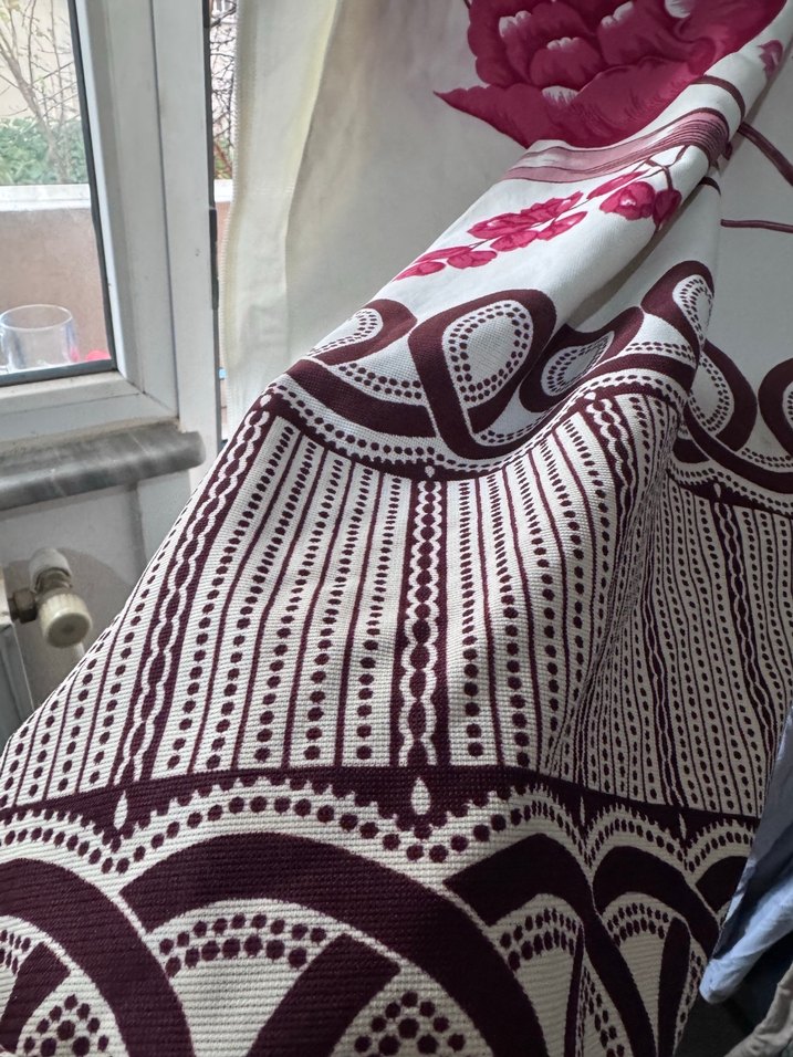 BABAANNE PERDESİ VİNTAGE KOLEKSİYONLUK Bordo Nakışlı Bohem Perde - Görsel 3