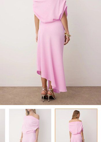 Pembe Drapeli Uzun elbise - Görsel 2