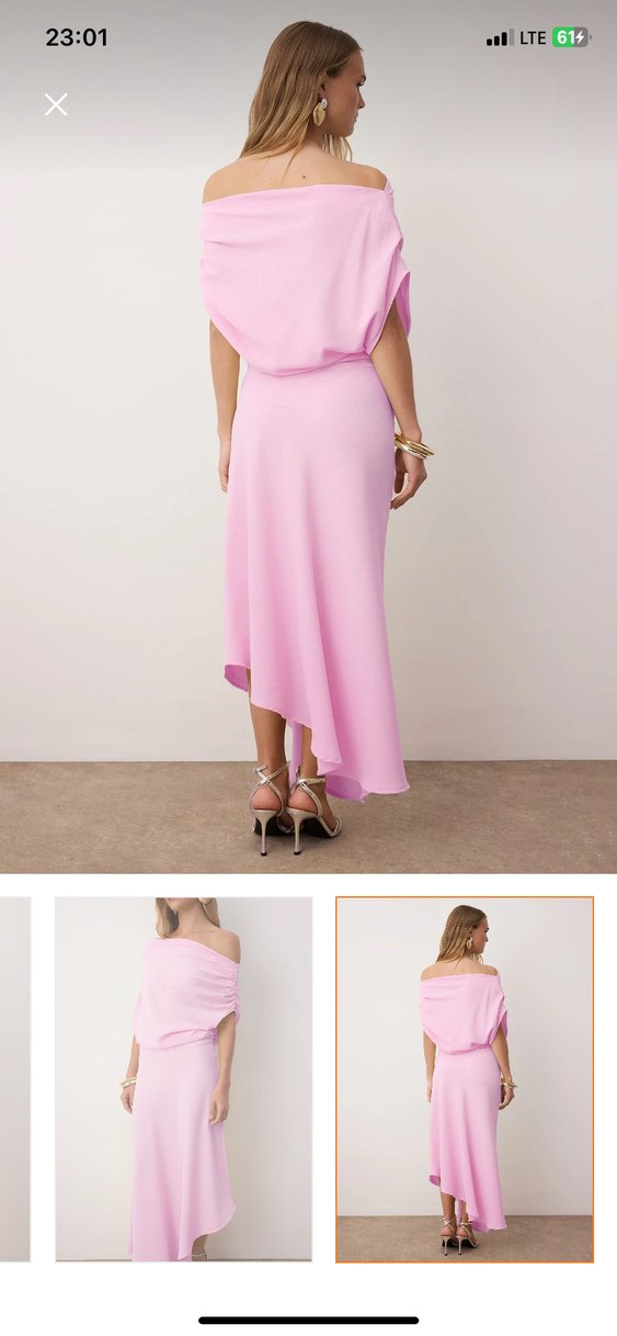 Pembe Drapeli Uzun elbise - Görsel 2